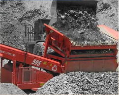 Wheel loader loading Finlay equipment