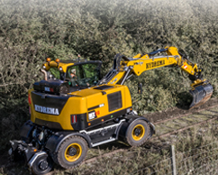 Hydrema wheeled excavator on jobsite