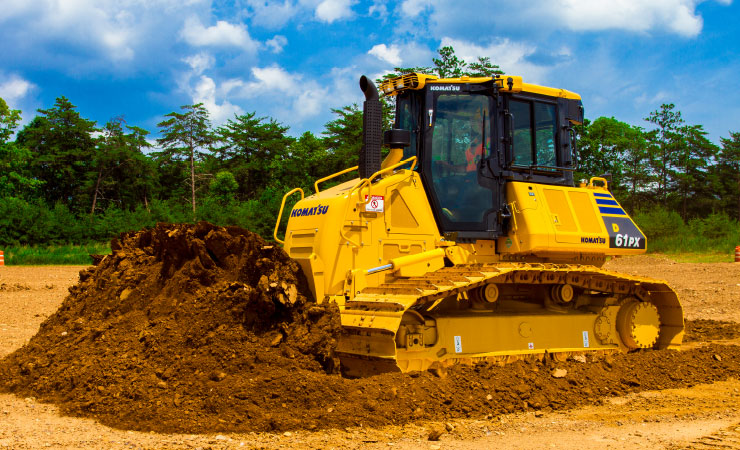 Komatsu dozer pushing dirt